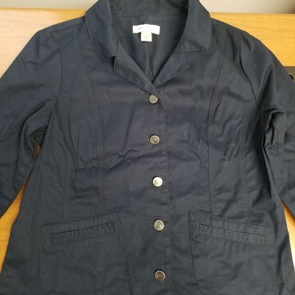 NWOT Christopher & Banks Medium NAVY 3/4 sleeved Jacket - Picture 1 of 7